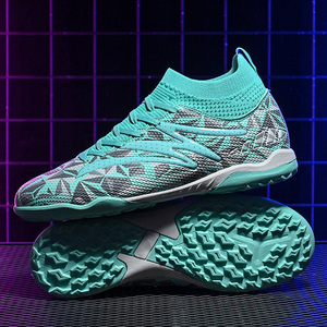 Chaussures de football originales, crampons hauts, confortables, respirantes et résistantes à l'usure, chaussures de football bleues - Product Image 3