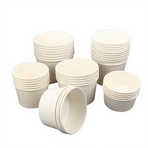 Tazones Redondos Desechables de Papel, Recipientes Comerciales para Llevar, Recubiertos de Grado Alimenticio, Blancos Sólidos - Product Image 1