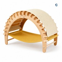 Lit de repos pour chat en bois Moonbend, 2 en 1 avec griffoir intégré, canapé pour chat
