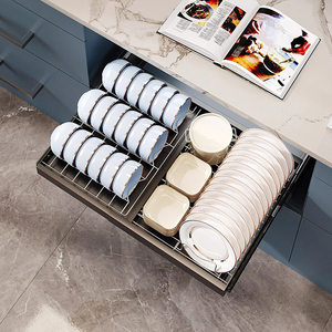 Organisateur de placard de cuisine extensible robuste avec tiroir <span class=keywords><strong>coulissant</strong></span> et <span class=keywords><strong>plateau</strong></span> anti-gouttes à glissement fluide - Product Image 2