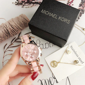 [MARCH PRO Promotion] Fashion new lady small dial with steel belt alloy quartz watch set come box quartz watch