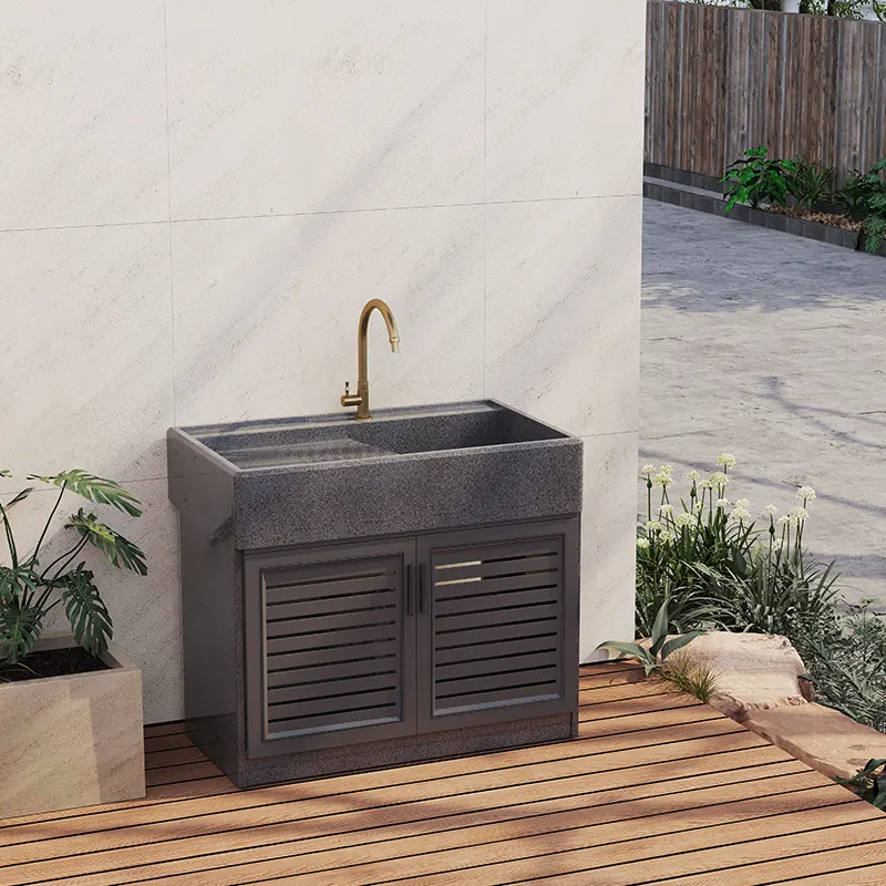 Factory manufacture outdoor Modern nature marble stone hand wash sink with cabinets wash board for villa garden