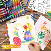 Kits d'art - Ensemble de 184 fournitures artistiques - Kit d'art de 184 pièces comprenant des crayons de couleur, des crayons gras, des pastels à l'huile, des peintures à l'aquarelle