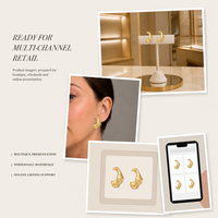 Pendientes de Aro Modernos con Facetas de Flor en Acero Inoxidable Tono Dorado, Accesorios de Joyería de Moda para Mujer