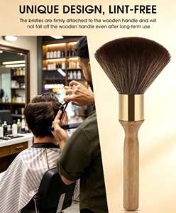Brosse à dépoussiérer le cou pour barbier, personnalisée, à long manche en bois, poils doux en nylon, pour la coupe de cheveux, le nettoyage du cou et du visage, pour salon et usage domestique - Product Image 3