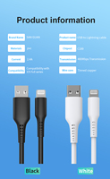 Cable de carga rápida de acabado duradero de goma larga con certificado MFi, cable de cargador en L para Apple IPhone 14 13 Pro Plus, IPad,