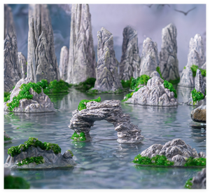 Chậu cá cảnh sáng tạo, chậu hoa, tiểu cảnh thác nước, vườn thủy sinh, đồ trang trí bể cá, đá nhân tạo 3D, tượng núi bằng nhựa resin - Product Image 3