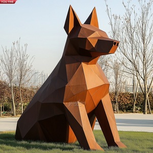Scultura Moderna di Rinoceronte in Acciaio Corten con Design Geometrico - Product Image 5