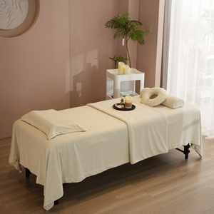 Ensemble de draps de table de massage plats blanc crème Ensemble de draps en <span class=keywords><strong>polaire</strong></span> confortable <span class=keywords><strong>Polaire</strong></span> extra pelucheux - Product Image 2