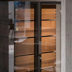 Gabinete de exhibición de pared de vidrio de perfil de aluminio de Metal personalizado de lujo moderno minimalista con luz Led para sala de estar - Product Image 1