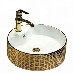 Роскошная золотая настольная раковина для ванной комнаты для отеля