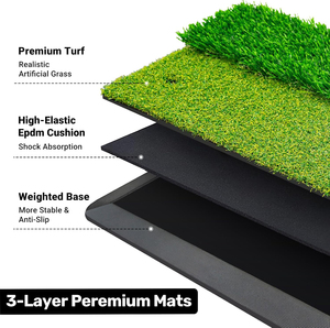 แผ่นรองตีกอล์ฟแบบ OEM Dual-Turf พร้อมฐานยางกันลื่น สำหรับฝึกซ้อมวงสวิงกอล์ฟ ใช้ได้ทั้งในร่มและกลางแจ้ง อุปกรณ์ฝึกซ้อมการตีกอล์ฟ - Product Image 3