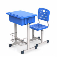 Chaise d'étudiant moderne monoplace en plastique avec bureau réglable pour centre de formation scolaire et salle de classe lecture