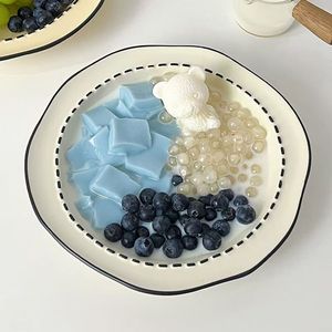 Lovely Cartoon Lines Ceramic Plates and Bowls Set Sustainable Feature for Noodles Soup Fruit Salad Dessert Bowl <b>Present</b> - Product Image 2