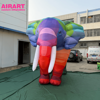 Ballon gonflable éléphant coloré pour les idées de fêtes à thème zoo, modèle d'éléphant mascotte gonflable personnalisé pour accessoires de scène