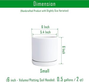 <span class=keywords><strong>Maceta</strong></span> de cerámica blanca para interiores de 6 pulgadas para plantas con orificio de drenaje y platillo <span class=keywords><strong>maceta</strong></span> de cerámica con bandejas para plantas - Product Image 2