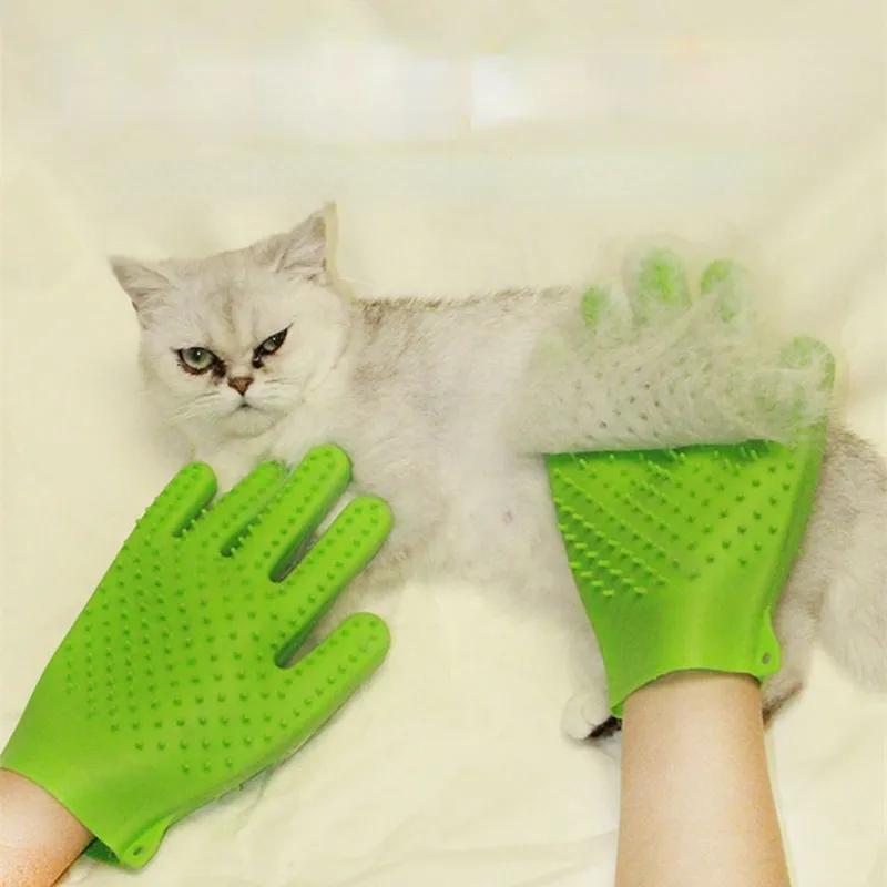 बिल्ली पालतू दस्ताने सिलिकॉन कुत्ते सफाई मालिश स्नान ब्रश बालों को हटाने हाथ ब्रश डबल पक्षीय