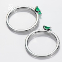 Rochime dainty lab bague émeraude adulte s925 argent plaqué Rhodium bijoux pour femmes
