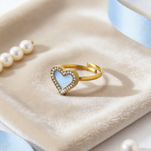 <b>Custom</b> <b>Ring</b> Bulk Non Tarnish 316L Stainless Steel 14k 18k Gold Plated Fine Heart Zircon <b>Ring</b> for Women - Product Image 4