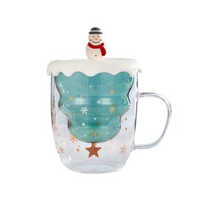 Wholesale High Borosilicate Glass Double-Layer Christmas Cup <strong>Star</strong> Wish Gift Lid Creative Insulated Christmas Tree <strong>Mugs</strong> - Product Image 1
