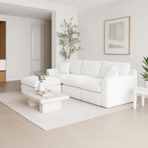 Sofá Seccional Comprimido con Esponja de Alta Resiliencia, Tela Chenille Blanca que Brinda Suavidad como una Nube, EE. UU. - Product Image 3