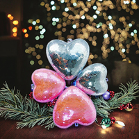Boule miroir disco en verre réfléchissant en forme de cœur doré rose avec chaîne décorative pour fête 15x15x5cm