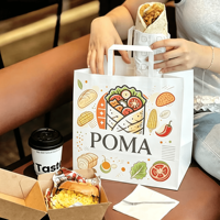 Sacs d'emballage pour burritos en papier kraft avec logo personnalisé en gros, sacs d'emballage alimentaire biodégradables pour restaurant, snack, boulangerie