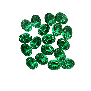 Prix abordable Pierres précieuses d'émeraude vertes de 1 carat, de forme ovale, traitées thermiquement et créées en laboratoire, pour la fabrication de bijoux - Product Image 5