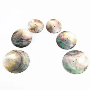 Wholesale Natural Black Mother of Pearl Round disc Shell Buttons Beads Pendant Jewelry Making Accessories Decoration