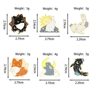 Broche Poisson Yin-<span class=keywords><strong>Yang</strong></span> Style Ancien, Badge Métallique Créatif Personnalisé Soleil Lune Lapin Renard pour Décoration de Sac à Dos - Product Image 4