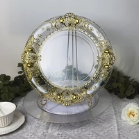 Assiettes de présentation en plastique gaufré style antique de 13 pouces avec motif doré pour décoration de table de fête de mariage – Prix abordable