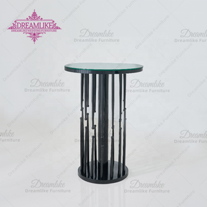 Tavolo Alto Moderno in Acciaio Inossidabile con Piano Rotondo <span class=keywords><strong>a</strong></span> Specchio, Finitura in Ferro Bianco e Nero per Bar, Eventi e Uso Commerciale - Product Image 3