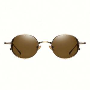 Nouveautés 2020 Mode Vintage Lunettes de soleil steampunk pour hommes et femmes Logo personnalisé Lunettes de soleil rondes en métal - Product Image 2