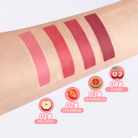 Lipstik 3-in-1 untuk Bibir, Pipi, dan Mata, Pewarna Bibir Matte Kustom Tanpa Logo, Lip Gloss Berbasis Minyak, 4 Warna Pilihan