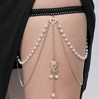 Chaîne de cuisse multi-rangs en alliage plaqué or pour femme, avec dentelle et perles, nouvelle mode, idéale pour mariages, fêtes et cadeaux