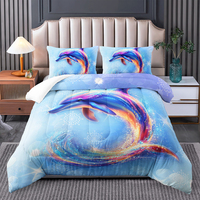 Literie Dauphins et Baleines pour Enfants Garçons Filles Beautiful Ocean Quilt 3pcs Set Purple Blue Planets Comforter Set