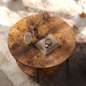 Cross-border multi-layer round coffee <b>table</b>, height adjustable, large capacity storage <b>table</b>, simple small apartment home - Product Image 4
