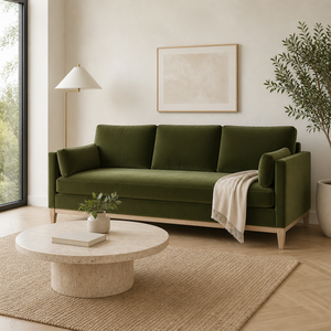 Canapé d'angle Chesterfield moderne en velours, trois places, avec pieds en bois et rembourrage en éponge, <span class=keywords><strong>pour</strong></span> salon - Product Image 1