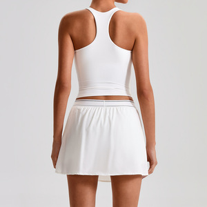 Set Rok Tenis Olahraga untuk Wanita Rompi Tahan Benturan Cepat Kering Atasan Tanpa Lengan Kebugaran Golf Bulu Tangkis Latihan Luar Ruangan Set 2 Potong - Product Image 2