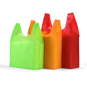 Sac en tissu non tissé écologique et économique avec matériaux recyclés, sac de courses jetable personnalisé en PE pour supermarchés et expositions - Product Image 1