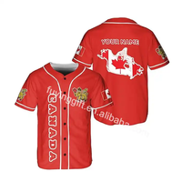 Vente en gros à bas prix Drapeau du Canada personnalisé Feuille d'érable canadienne fait maillot de baseball respirant Chemises de baseball pour hommes à vendre