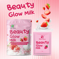 Poudre de préparation pour boisson au lait éclaircissante OEM Beauty Glow au collagène, blanchissante et illuminatrice, 12 sachets, saveur fraise, formule alimentaire de qualité alimentaire