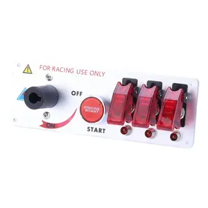 Red Cover Lighted Waterproof ON-OFF Toggle Rocker Enging Start Racing Ignition Switch Panel For Off-road Vehicle