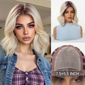 Ainizi New Arrival High Quality Heat Resistant Imported Synthetic Fiber No Cut <strong>Monofilament</strong> Mono Lace <strong>Wigs</strong> for White Women - Product Image 1