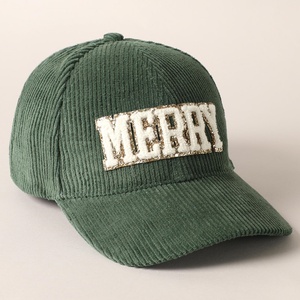 Casquette de baseball sportive à 5 panneaux pour homme, brodée, 100% coton, en velours côtelé, avec patch 3D en chenille, réglable, à pois - Product Image 1