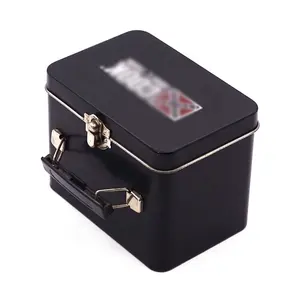 Watch Rectangular Carrying Case with Lock and Hinge Metal Food Candy Box Tin Container Stainless Steel Candy Case Paint Process