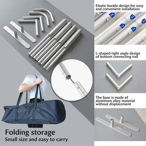 कस्टम तनाव कपड़े व्यापार आपके चित्र पाठ लोगो के साथ प्रदर्शन-पोर्टेबल फांसी शैली पृष्ठभूमि बैनर स्टैंड - Product Image 3