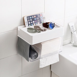 Boîte de rangement murale en papier de soie en plastique dur adhésif personnalisé Organisateur Acrylique Couvercle de salle de bain Carton conception sans perçage - Product Image 1