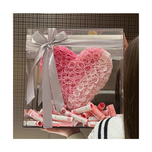 AM-PFE03CAmmy Preserved Natural Rose Mirror Acrylic <strong>Gift</strong> <strong>Box</strong> Valentine's Day Love Heart Real Flowers Wedding <strong>Christmas</strong> Large - Product Image 1