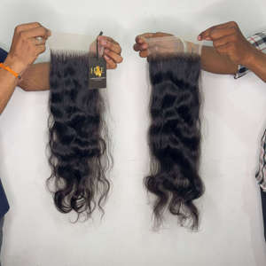 Swiss HD Transparent dentelle fermeture frontale perruques cheveux humains pré plumés 6x6 fermeture cheveux, faisceaux de tissage de cheveux humains bruts - Product Image 2